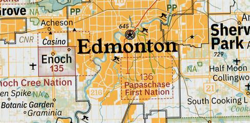 The City of Edmonton and its surrounding area. The Papaschase Reserve occupies most of what is now Mill Woods.