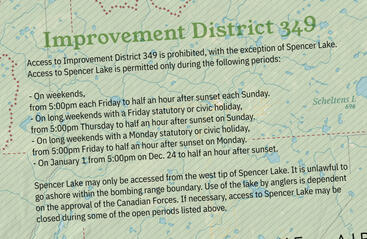 The terms of access of Improvement District 349, which contains the Cold Lake Bombing Range.